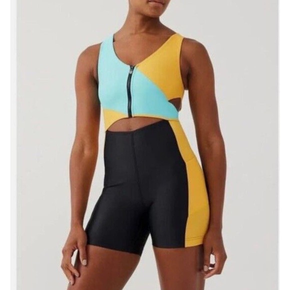 Outdoor Voices SplashKnit 6” Multicolor Bodysuit In Capri Mango Size‎ Small NEW - Picture 1 of 6